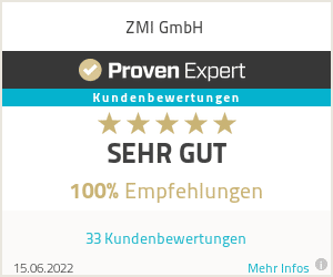 ZMI erhält Kundenbewertung "Sehr gut" bei Proven Expert (100% Empfehlungen)