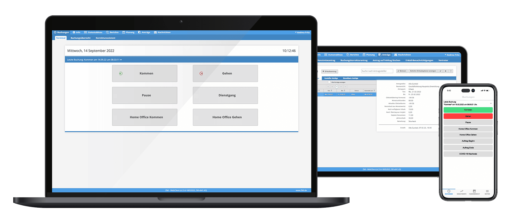 Time recording everywhere. Stationary. Web. App. Cloud.